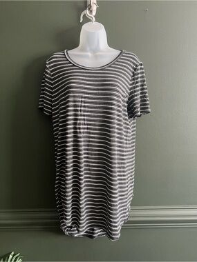 Daily Ritual Black & White Striped Short-Sleeve Tunic Tee